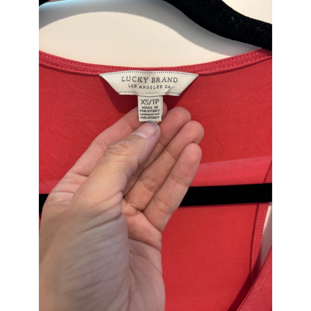 Lucky Brand Womens Coral Red Front Tie Racerback Sleeveless Midi Dress XS